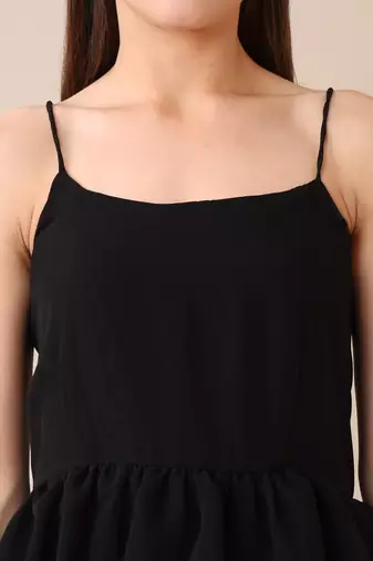 women   s black ruffle mini dress|spaghetti party western short sleeveless