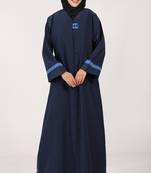 Everyday wear kashibo abaya  v-neck, front open button-down style-navy