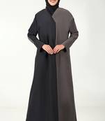 Dual-tone kashibo abaya  overlap neck & front wrap style