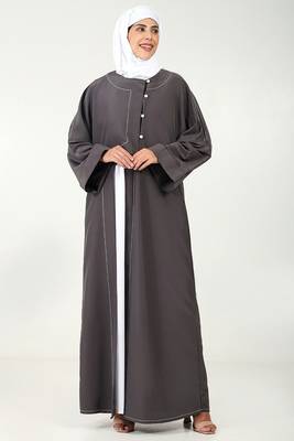 Elegant 2-piece kashibo abaya with crepe contrast inner lining 1