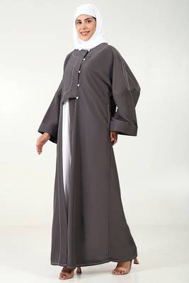 Elegant 2-piece kashibo abaya with crepe contrast inner lining 2