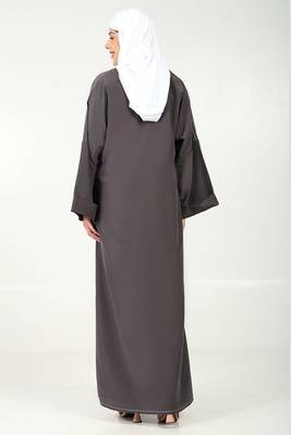 Elegant 2-piece kashibo abaya with crepe contrast inner lining 3