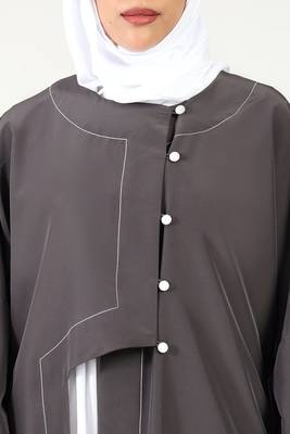 Elegant 2-piece kashibo abaya with crepe contrast inner lining 4