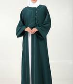Elegant 2-piece kashibo abaya with crepe contrast inner lining-teal