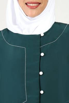 Elegant 2-piece kashibo abaya with crepe contrast inner lining-teal 4