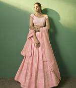peach Bridesmaid embroidered lehenga choli with dupatta set