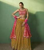 mustard Bridesmaid lehenga choli with dupatta set