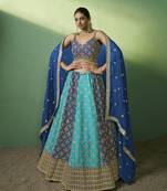blue Bridesmaid lehenga choli with dupatta set