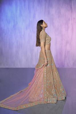 mauve heavy work lehenga with vibrant blouse and contrast dupatta 2