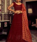 Georgette base maroon color sequine work lehenga choli