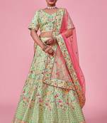 Light Green Color Lehenga Choli With Heavy Sequins and Thread Work