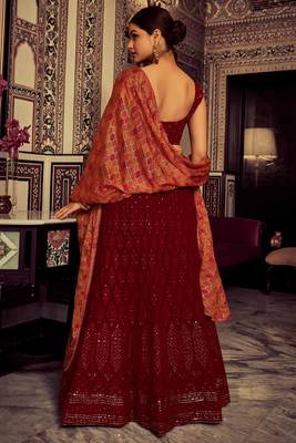 Georgette base maroon color sequine work lehenga choli 4