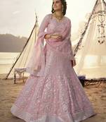 Magical Pink Foil Mirror Work Lehenga Choli Set