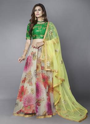 Giant flower printed lehenga choli set 1
