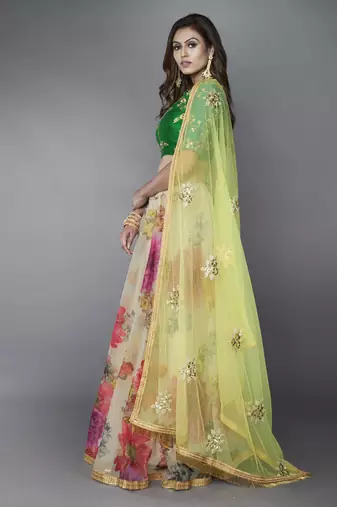 Giant flower printed lehenga choli set