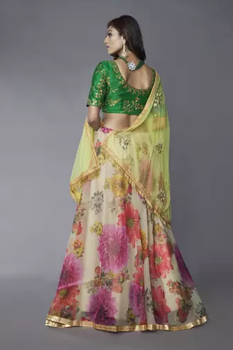 Giant flower printed lehenga choli set
