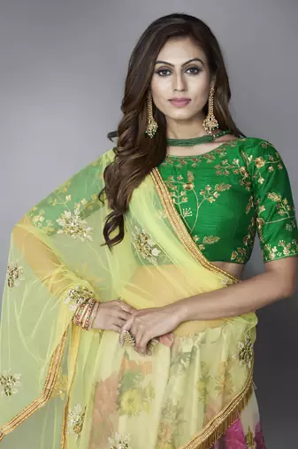 Giant flower printed lehenga choli set