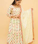 Cream Color Georgette Base Mirror Work Lehenga Choli For Women