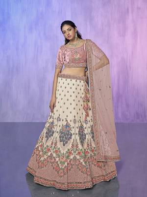 white heavy work lehenga with vibrant blouse and contrast dupatta 5