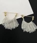 Stylish gold & silver dual tone plated korean earring for women
