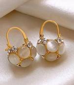 Latest sweet romantic elegant white stone hoop earrings for women