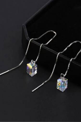 Multicolor silver plated elegant party wear earring for women