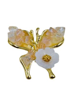 Pink enamel butterfly shape pearl drop gold plated earring for women 4