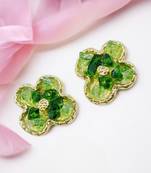 Stylish regular wear green studded gold plated korean stud earring for women