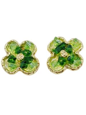 Stylish regular wear green studded gold plated korean stud earring for women 2