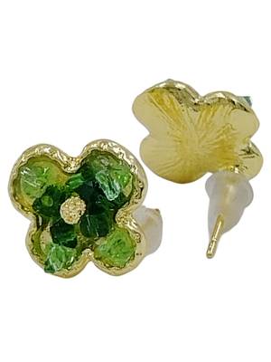 Stylish regular wear green studded gold plated korean stud earring for women 4