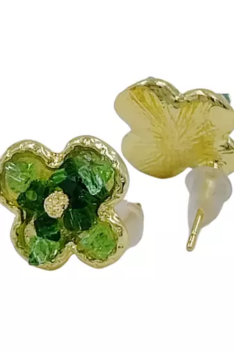 Stylish regular wear green studded gold plated korean stud earring for women