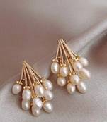 Pearl drop designer gold plated wedding earring for women