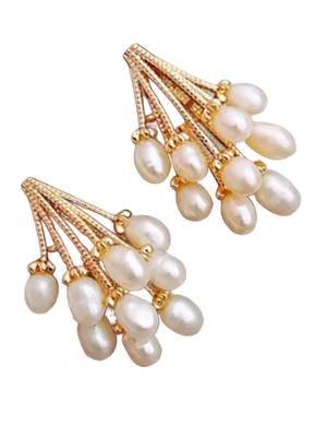 Pearl drop designer gold plated wedding earring for women 4