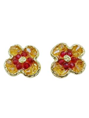 Stylish regular wear ruby studded gold plated korean stud earring for women 2