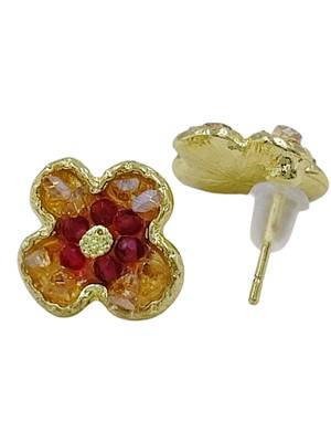 Stylish regular wear ruby studded gold plated korean stud earring for women 4
