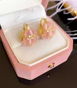 Gold plated indo-western designer hoop partywear pink stone earring for women