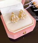 Gold plated indo-western designer hoop partywear white stone earring for women