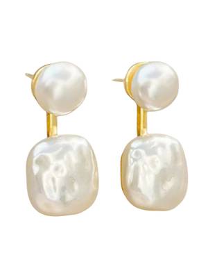 Contemporary white stone gold plated korean earring for women 2