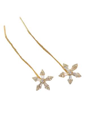 Gold plated cubic zirconia studded flower shape party earring for women 2