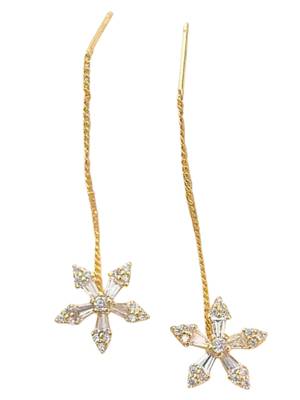 Gold plated cubic zirconia studded flower shape party earring for women 3