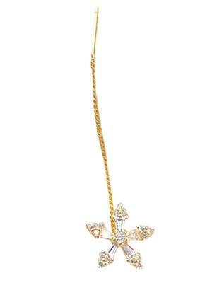 Gold plated cubic zirconia studded flower shape party earring for women 4