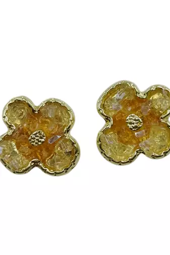 Stylish regular wear yellow studded gold plated korean stud earring for women