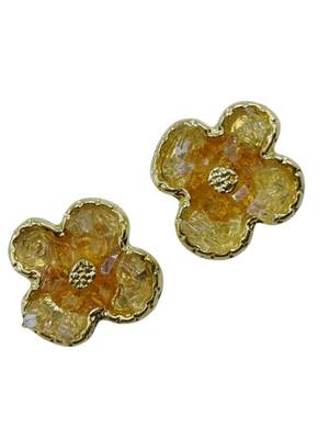 Stylish regular wear yellow studded gold plated korean stud earring for women 3