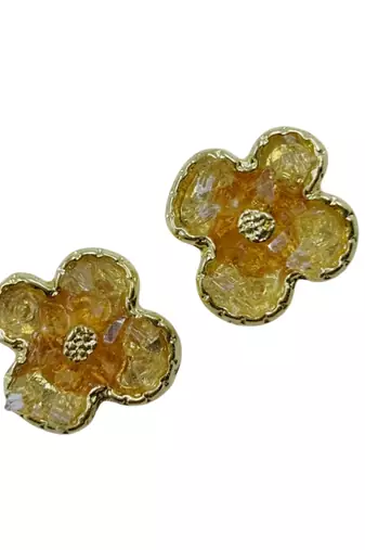 Stylish regular wear yellow studded gold plated korean stud earring for women