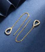 Gold plated cubic zirconia studded drop shape party earring for women