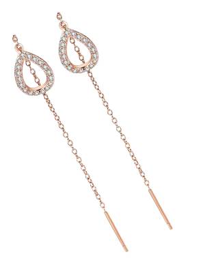 Gold plated cubic zirconia studded drop shape party earring for women 3