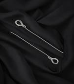 Silver plated cubic zirconia studded drop shape party earring for women