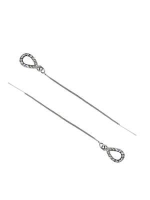 Silver plated cubic zirconia studded drop shape party earring for women 4