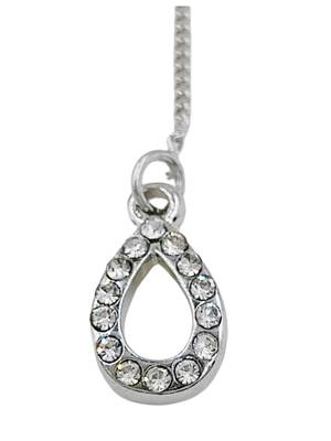 Silver plated cubic zirconia studded drop shape party earring for women 5