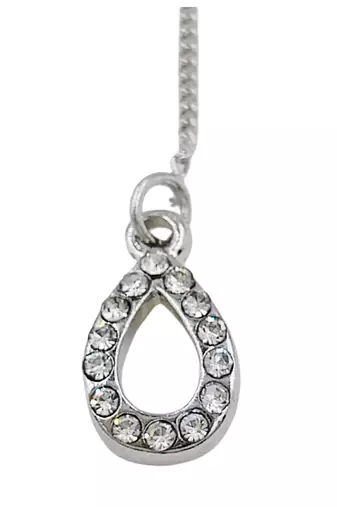 Silver plated cubic zirconia studded drop shape party earring for women